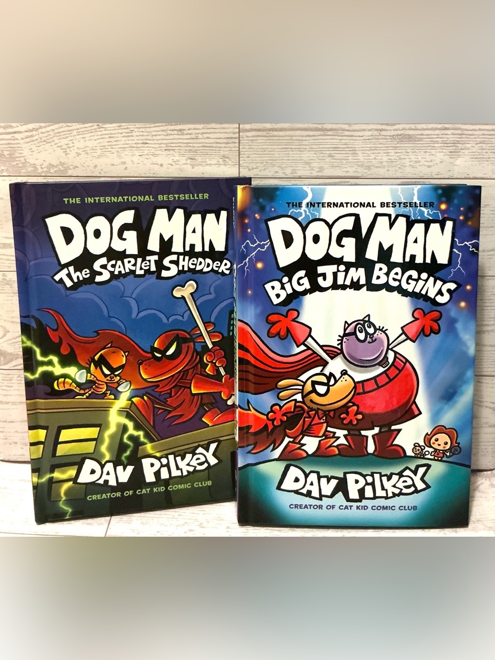 Dog Man Book Set by Dav Pilkey - Blue & Red Covers